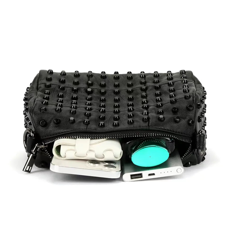 Soft PU Leather Vintage Pillow Crossbody Bag for Women – Black
