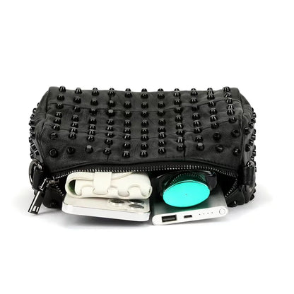 Soft PU Leather Vintage Pillow Crossbody Bag for Women – Black