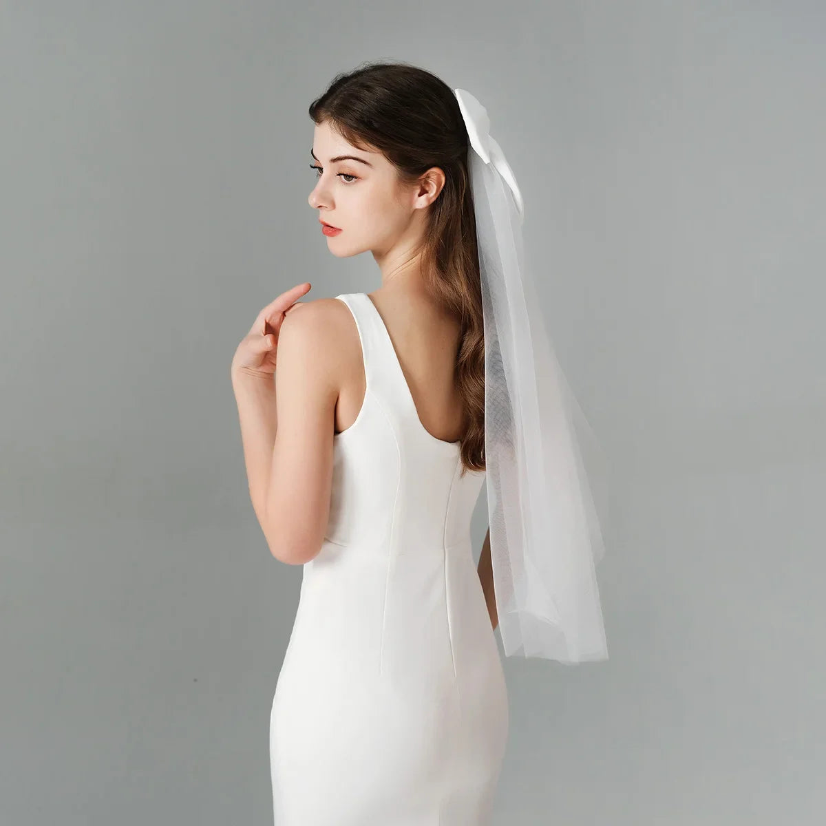 Double Layer Mesh Tulle Short Wedding Veil