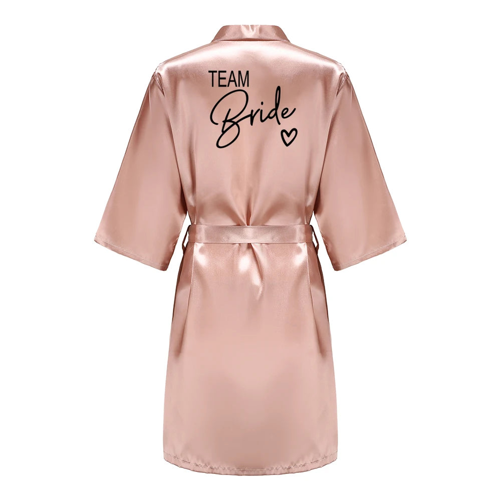 Team Bride Satin Kimono Robe Bridesmaid