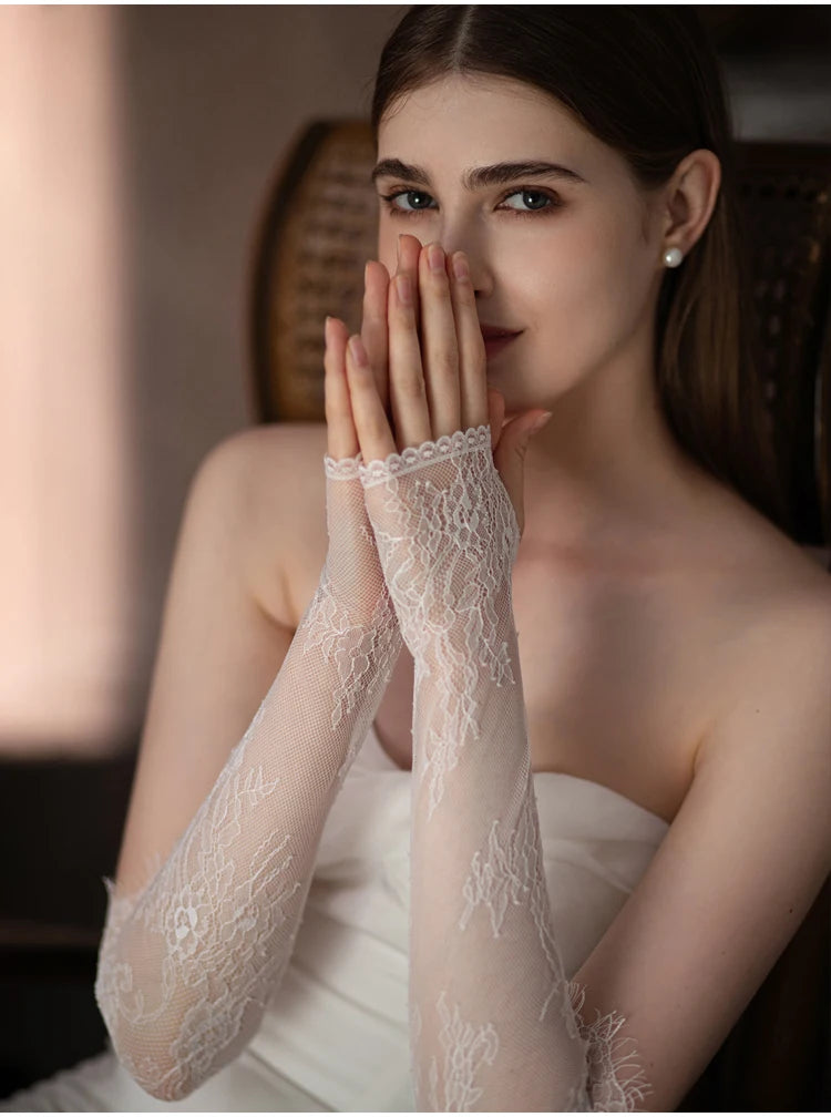 Eyelash Lace Opera Bridal Gloves Fingerless