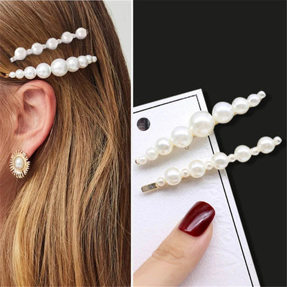 Acrylic Pearl Hair Clip Set – Geometric Hairgrip Barrettes for Women & Girls