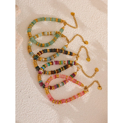 Colourful Natural Stone Beads Handmade Bracelet Bangle