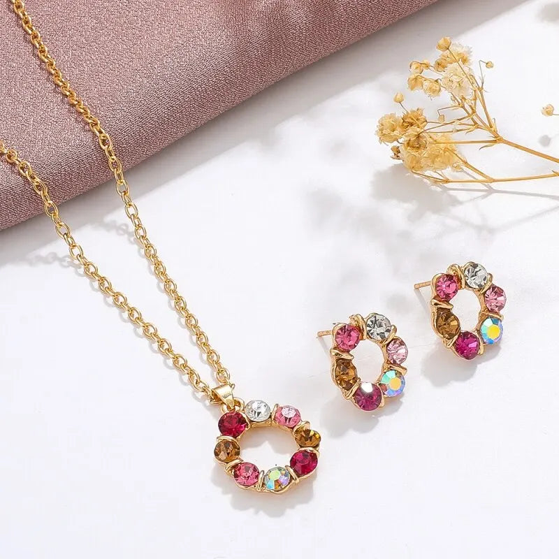 3pcs Gold Necklace Earrings Set Ladies Celebrity Simple Fashion Style by edenista