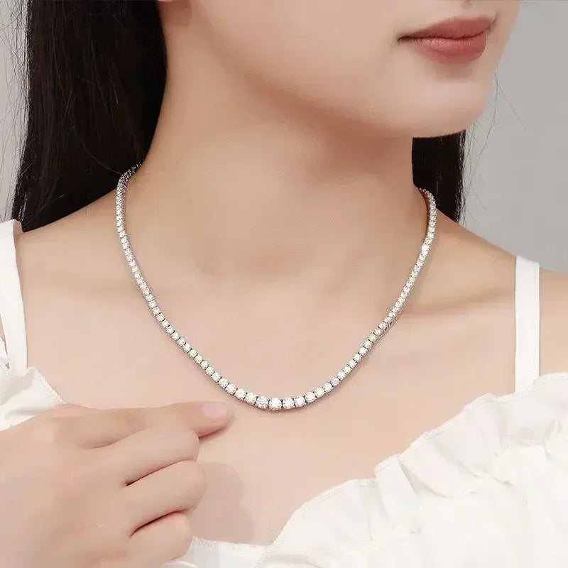 925 Silver Zircon Chain Necklace 2mm/4mm