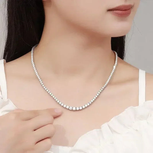 925 Silver Zircon Chain Necklace 2mm/4mm