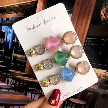 Acrylic Pearl Hair Clip Set – Geometric Hairgrip Barrettes for Women & Girls