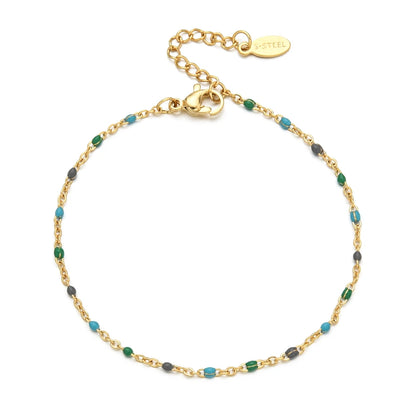 Colourful Thin Link Chain Stainless Steel Bracelet for Women
