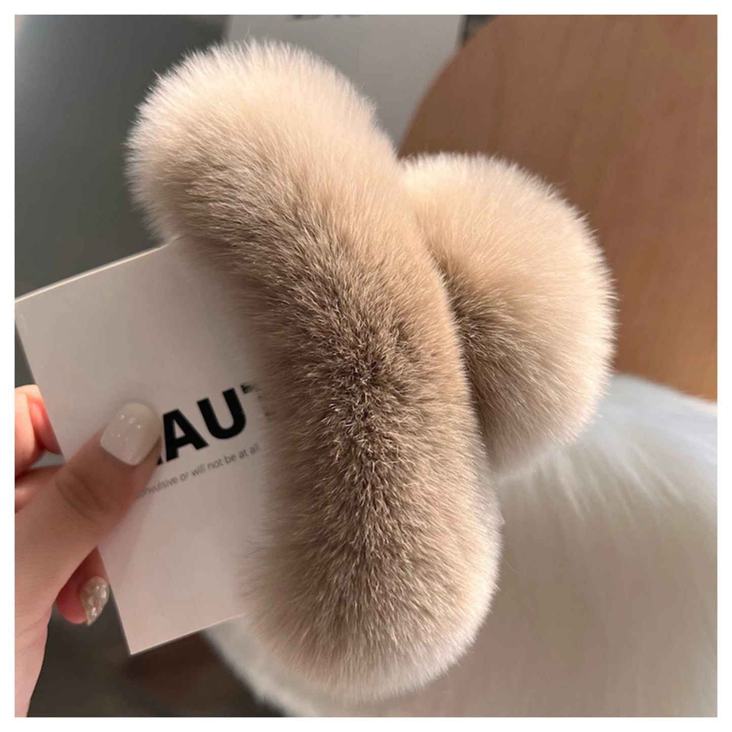 Faux Fur Plush Large Hair Claw Clip – Solid Color Barrette for Thick Hair
