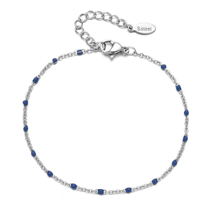 Colourful Thin Link Chain Stainless Steel Bracelet for Women