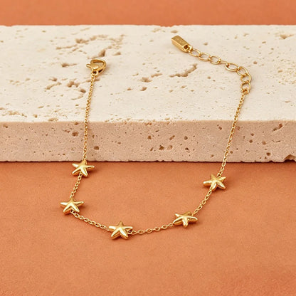 Gold-Plated Heart Charm Bracelet – Stainless Steel