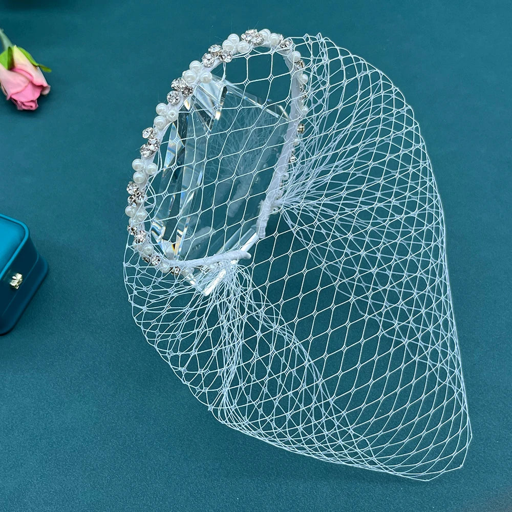 Pearl Beads Bridal Birdcage Veil