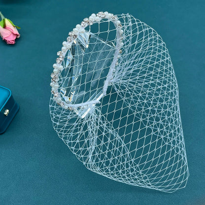 Pearl Beads Bridal Birdcage Veil