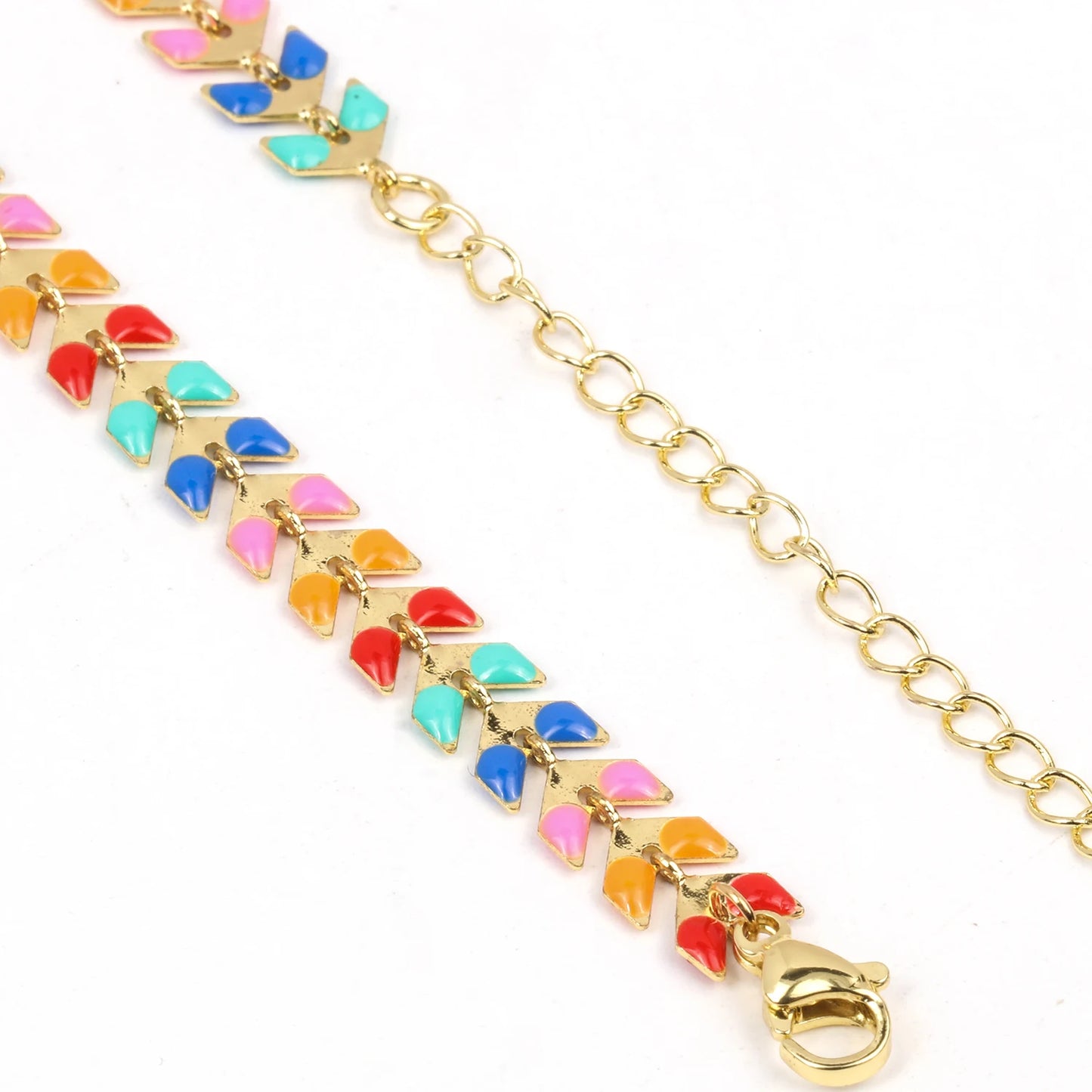 Fashion Stainless Steel Beaded Charm Bracelet – Blue & Red