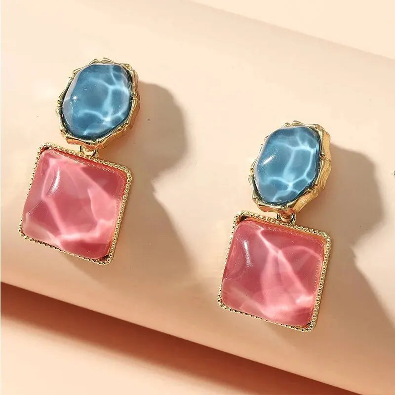 Colourful Crystal Stone Dangle Drop Earrings for Women