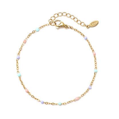 Colourful Thin Link Chain Stainless Steel Bracelet for Women