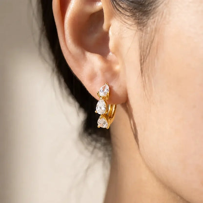 18K Gold Plated Zirconia Huggie Hoop Earrings – 12.4mm