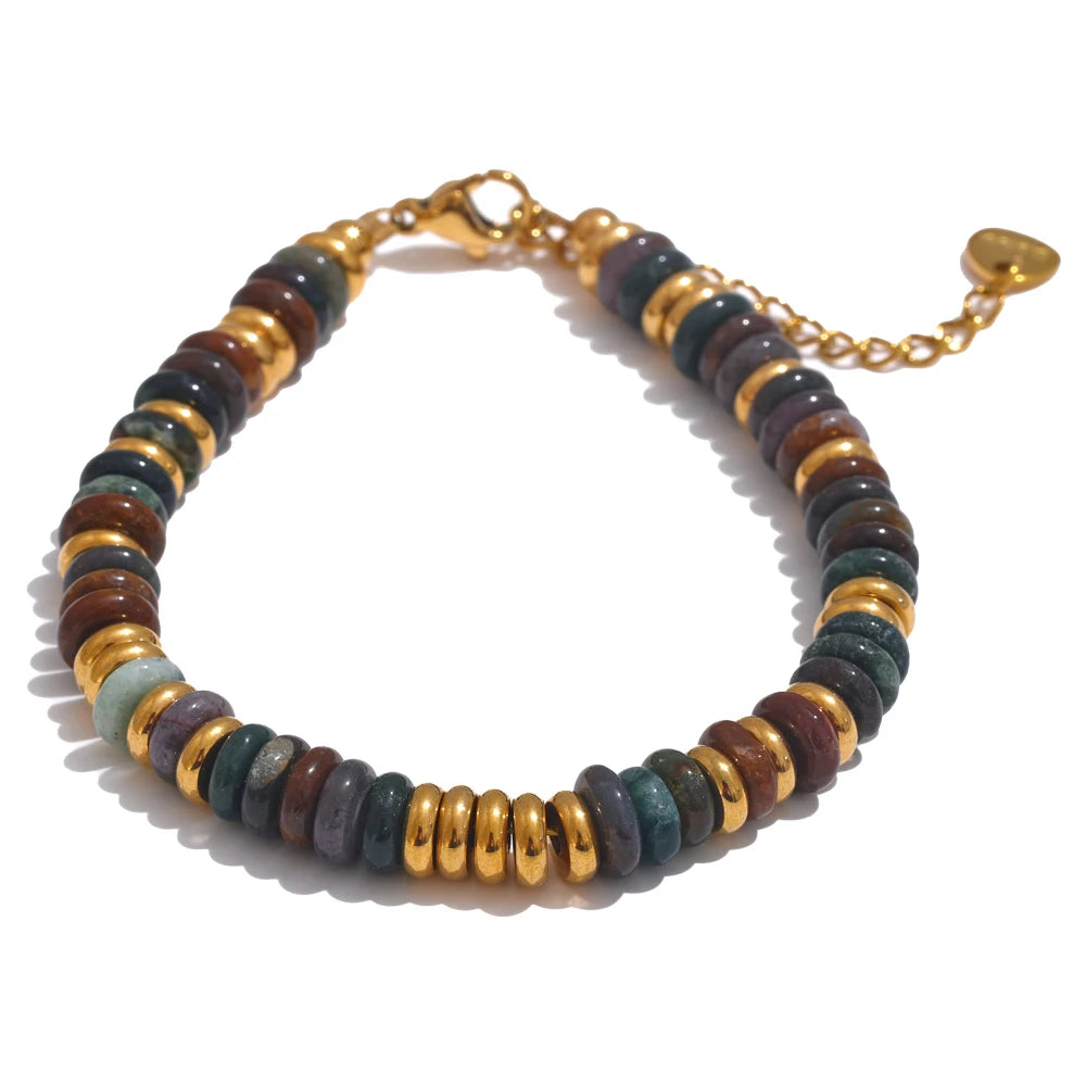 Colourful Natural Stone Beads Handmade Bracelet Bangle