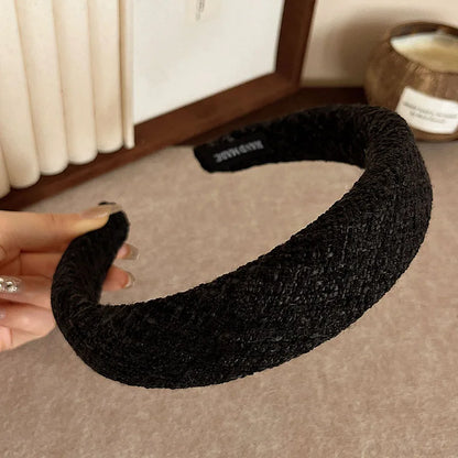 Korean Fashion Winter Hairband – Solid Scrunchie Head Hoop for Women & Girls