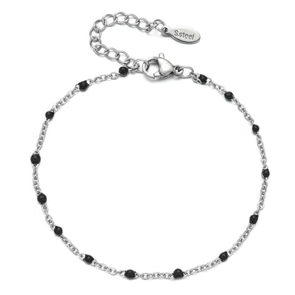 Colourful Thin Link Chain Stainless Steel Bracelet for Women