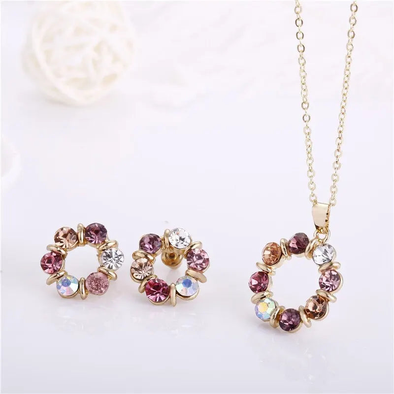 3pcs Gold Necklace Earrings Set Ladies Celebrity Simple Fashion Style by edenista
