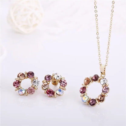 3pcs Gold Necklace Earrings Set Ladies Celebrity Simple Fashion Style by edenista