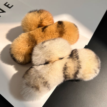Faux Fur Plush Large Hair Claw Clip – Solid Color Barrette for Thick Hair