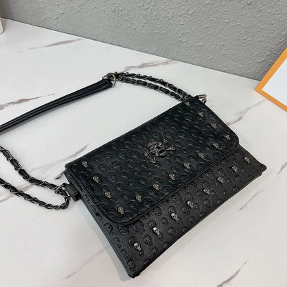 PU Leather Flap Shoulder Bag for Women – Gothic Chain