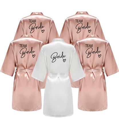 Team Bride Satin Kimono Robe Bridesmaid