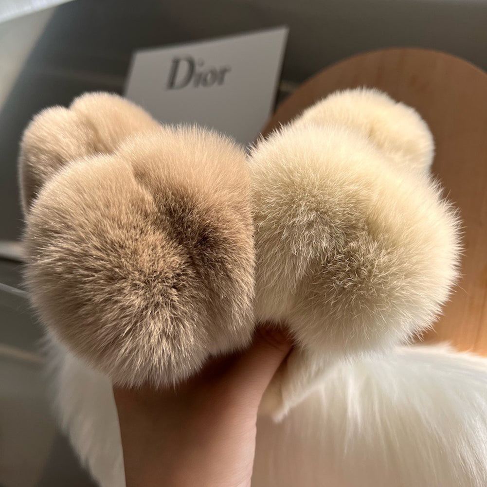 Faux Fur Plush Large Hair Claw Clip – Solid Color Barrette for Thick Hair