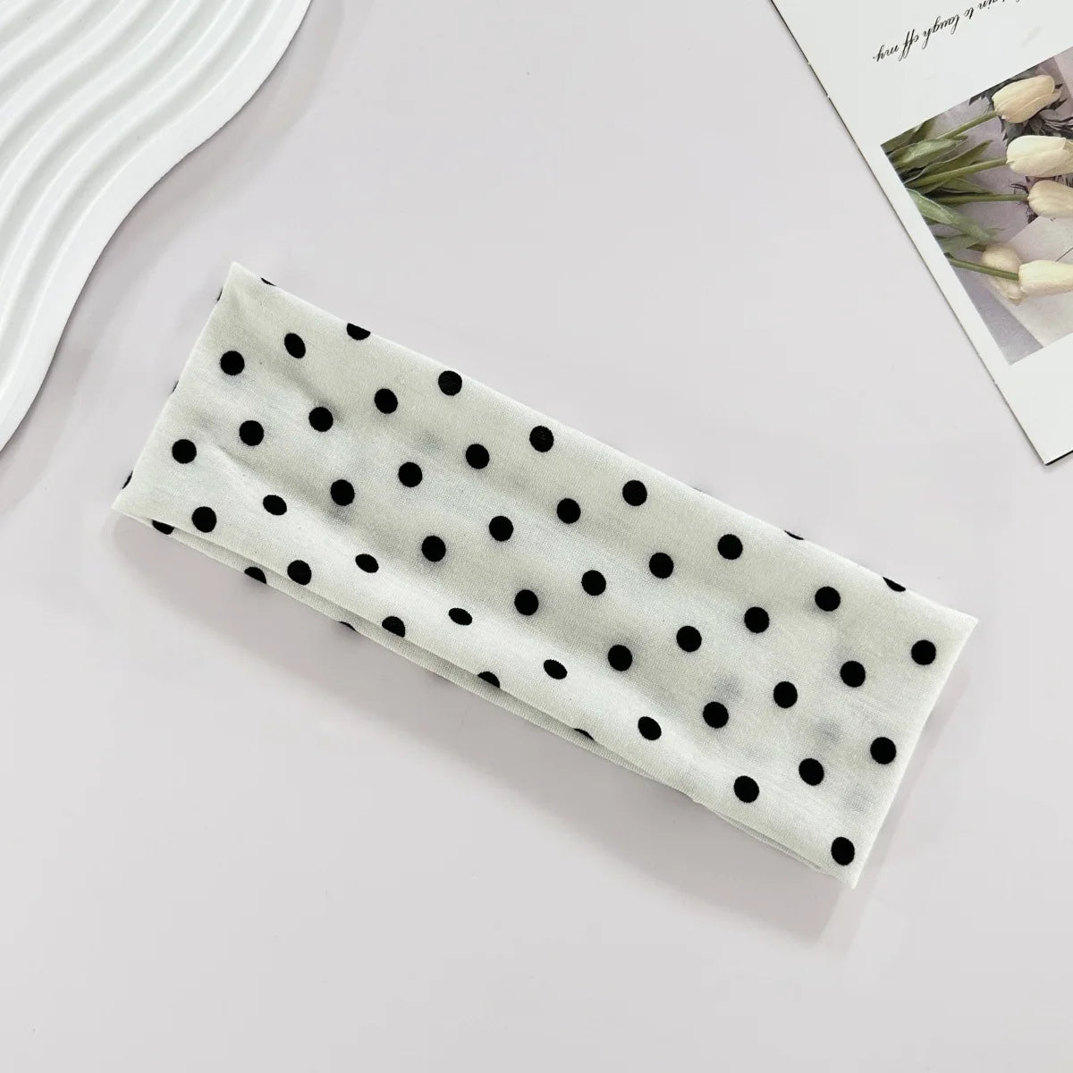 Polka Dot Elastic Sports Headband – Sweat-Absorbent Yoga & Fitness Hairband for Women