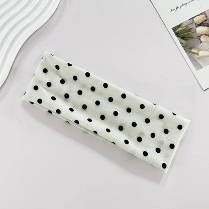 Polka Dot Elastic Sports Headband – Sweat-Absorbent Yoga & Fitness Hairband for Women
