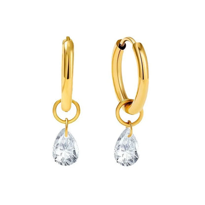 Waterproof 14K Gold Plated Zircon Drop Earrings