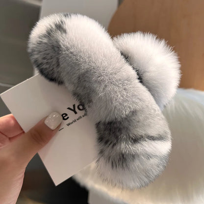 Faux Fur Plush Large Hair Claw Clip – Solid Color Barrette for Thick Hair