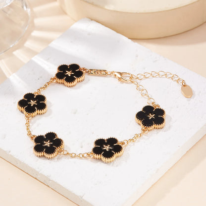Two-Sided Plum Blossom Flower Charm Bracelet for Women – Multicolor
