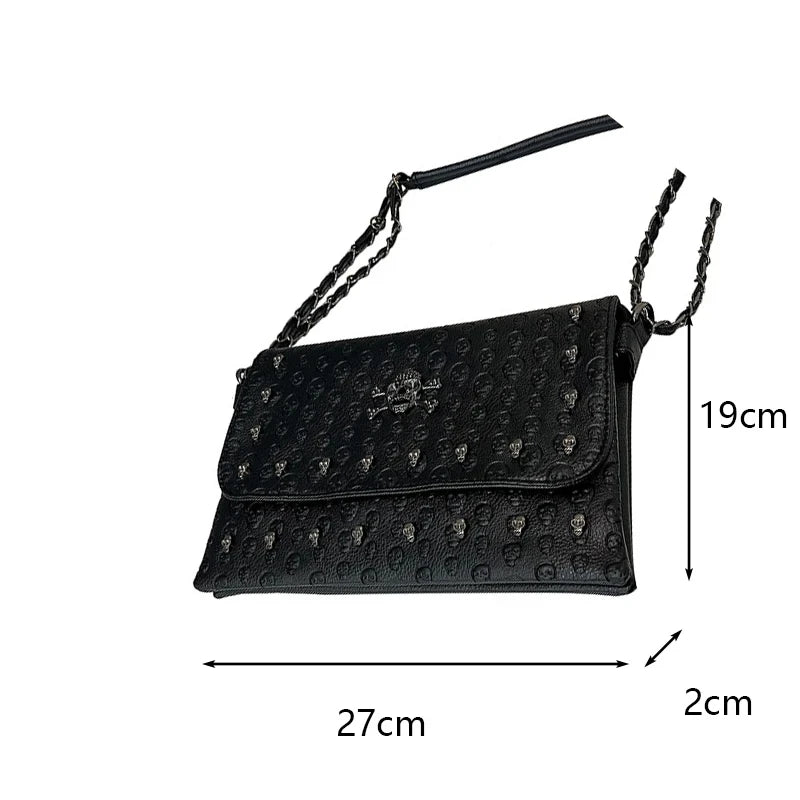 PU Leather Flap Shoulder Bag for Women – Gothic Chain