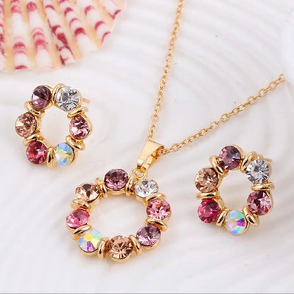 3pcs Gold Necklace Earrings Set Ladies Celebrity Simple Fashion Style by edenista
