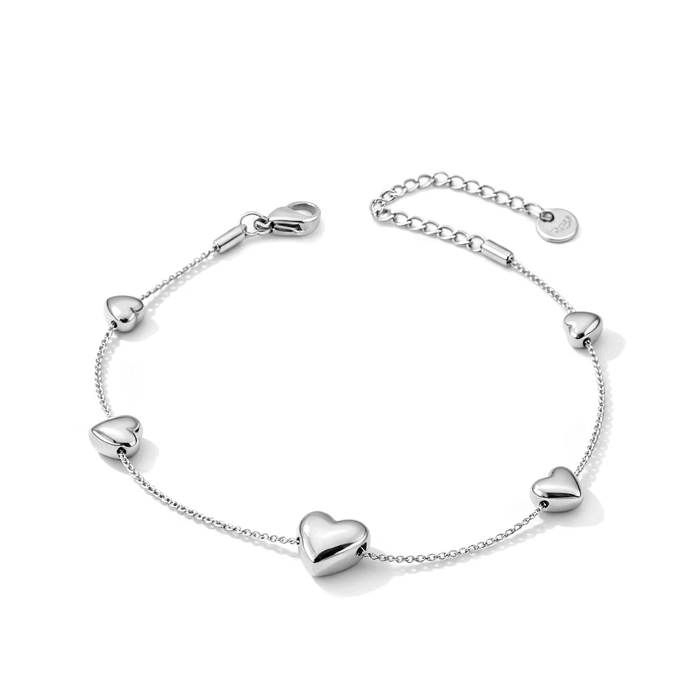 Gold-Plated Heart Charm Bracelet – Stainless Steel