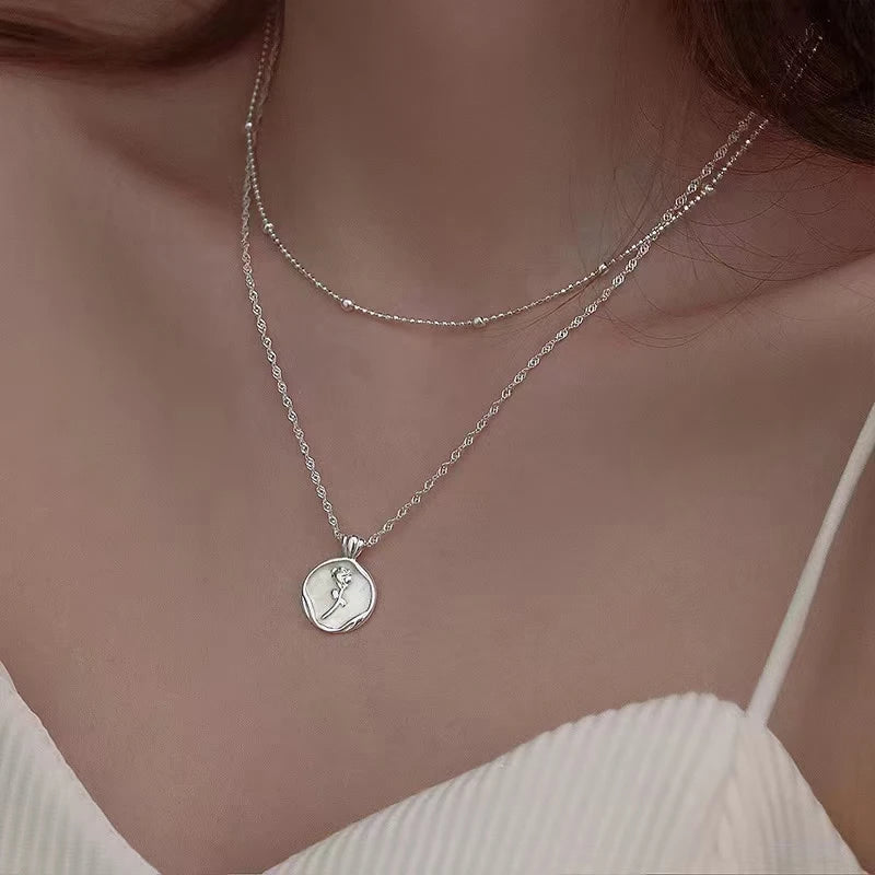 925 Silver Tulip Flower Pendant Necklace