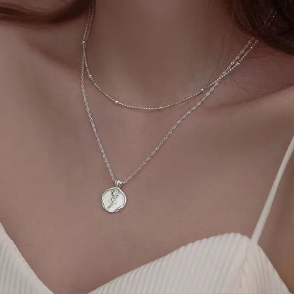 925 Silver Tulip Flower Pendant Necklace