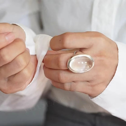 Silver Color Ellipse Crystal Rings For Women Exaggerated Simple by edenista