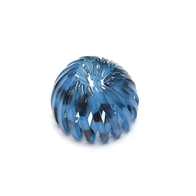 Bun hair clip in blue with bird-nest expanding design for ponytail