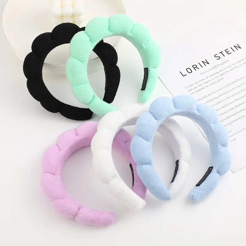 Retro Puffy Velvet Sponge Headband – Padded Makeup Hairband for Women & Girls