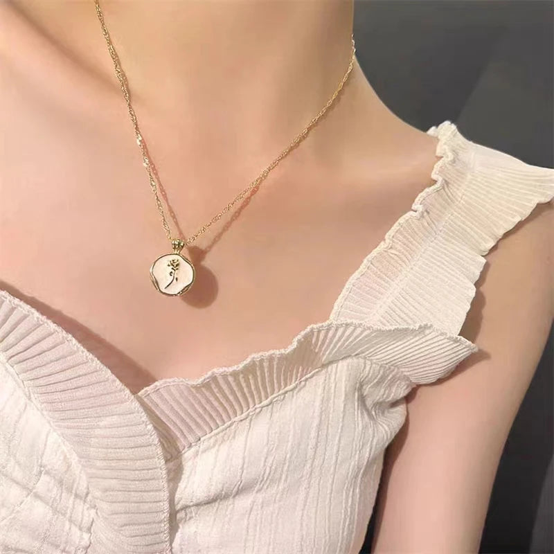 925 Silver Tulip Flower Pendant Necklace