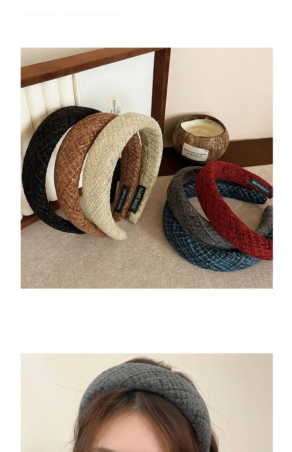 Korean Fashion Winter Hairband – Solid Scrunchie Head Hoop for Women & Girls