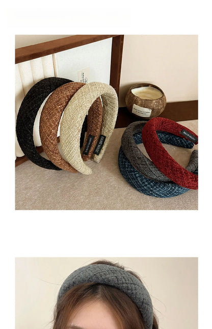 Korean Fashion Winter Hairband – Solid Scrunchie Head Hoop for Women & Girls