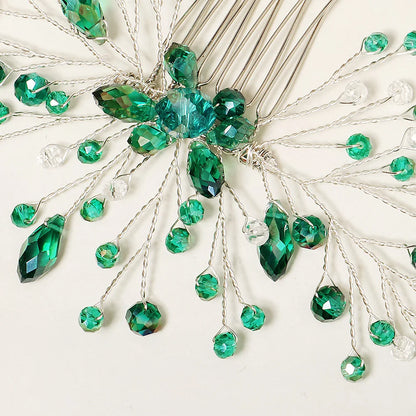 Green Crystal Branch Bridal Headpiece
