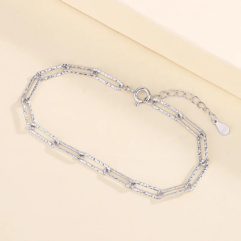 Three-Layer Geometric Bead Bracelet – 925 Sterling Silver