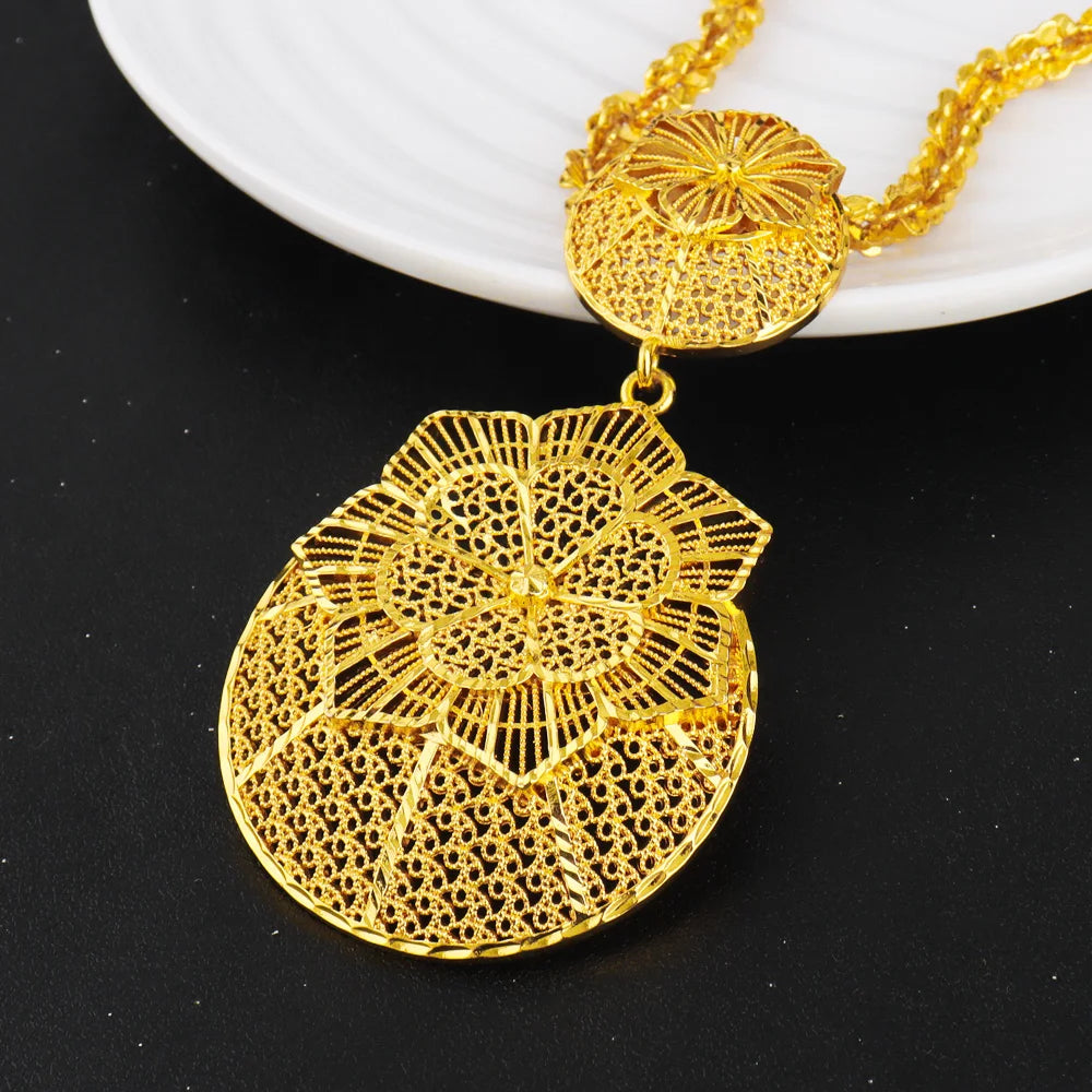 Nigerian Jewelry Set Wedding Jewelry For Women Dubai Gold Color Warped by edenista