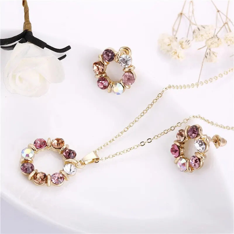 3pcs Gold Necklace Earrings Set Ladies Celebrity Simple Fashion Style by edenista